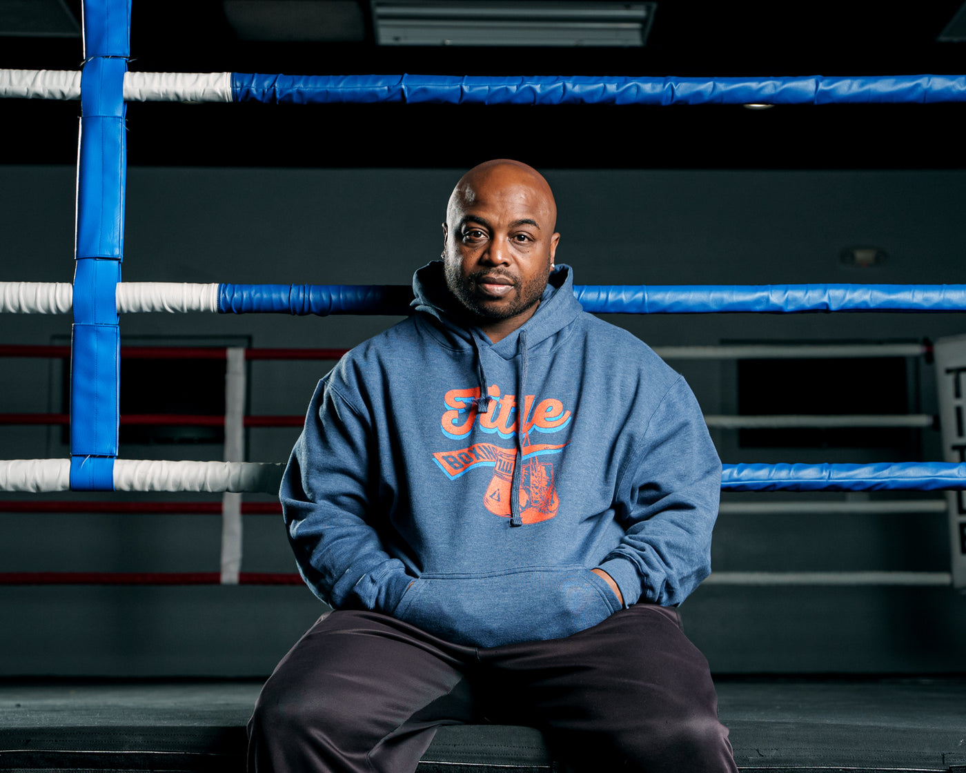 variant:blue::TITLE Boxing Classic Script Hoodie