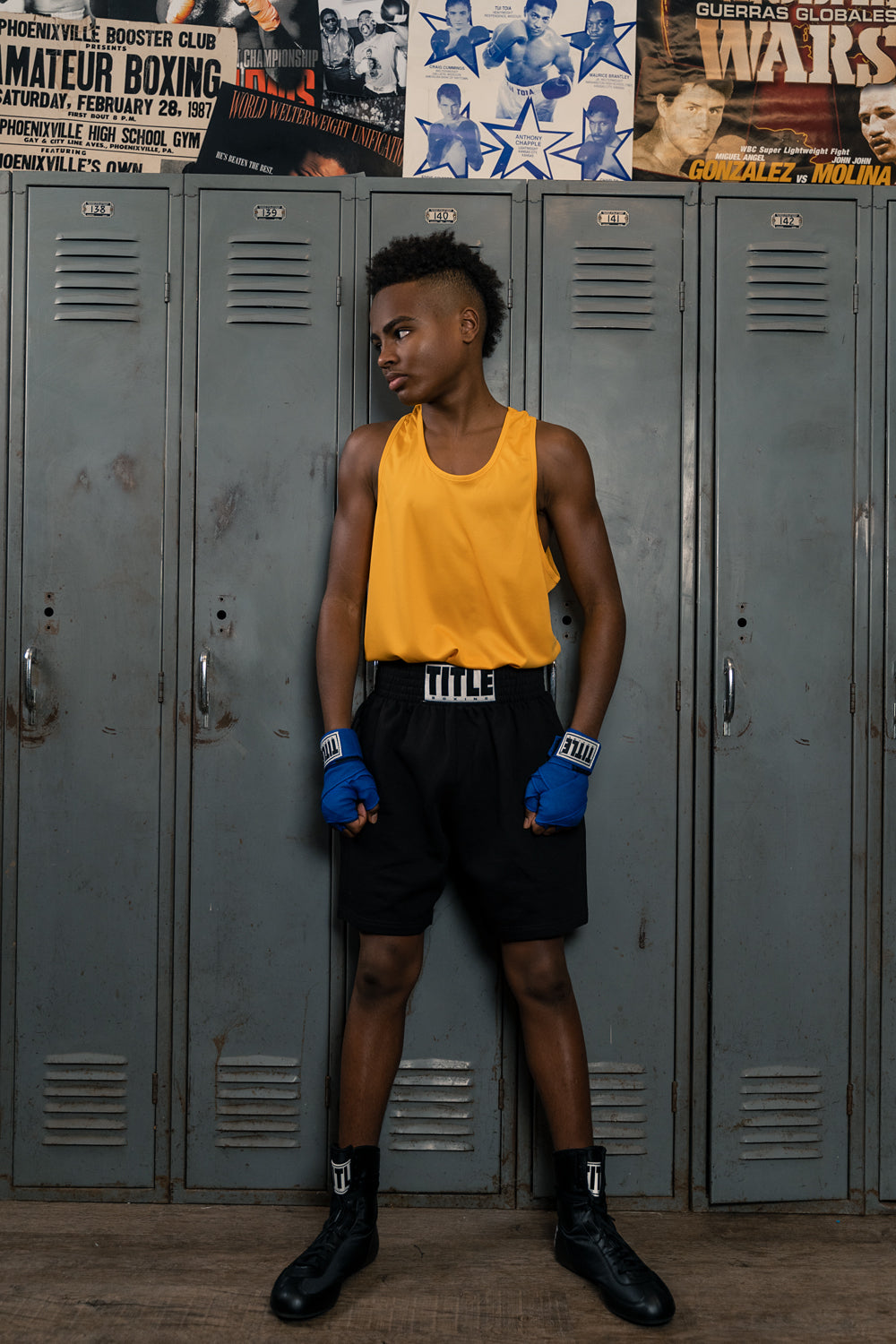 variant:Black::TITLE Boxing Speed-Flex Encore Mid-Top Shoes boy modeling shoes
