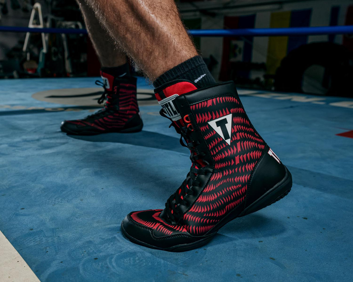variant:Black/Red::TITLE Boxing Predator Shoes 2.0 close up side view
