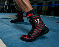 variant:Black/Red::TITLE Boxing Predator Shoes 2.0 close up side view