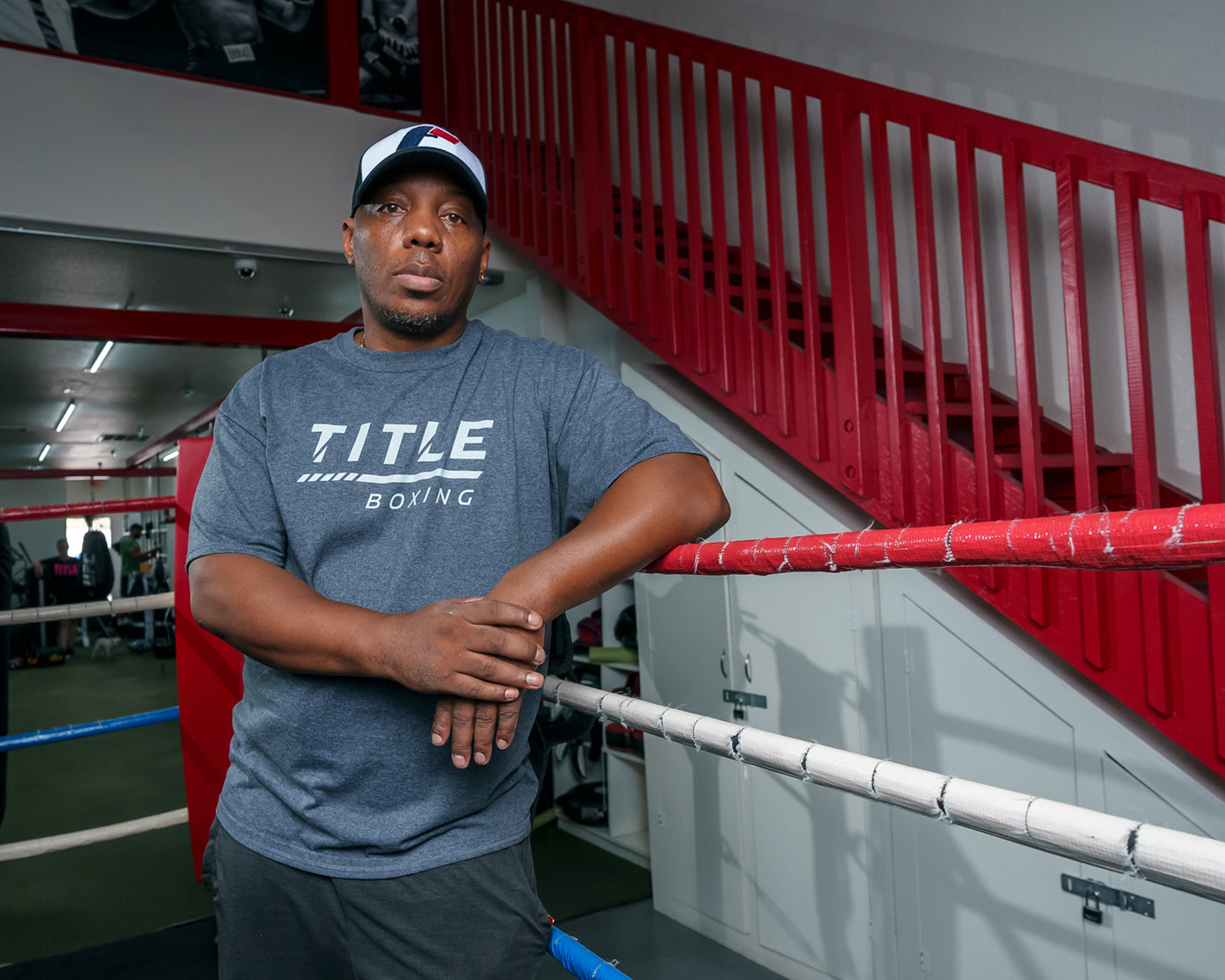 variant:Black::TITLE Boxing Striped Wordmark Tee