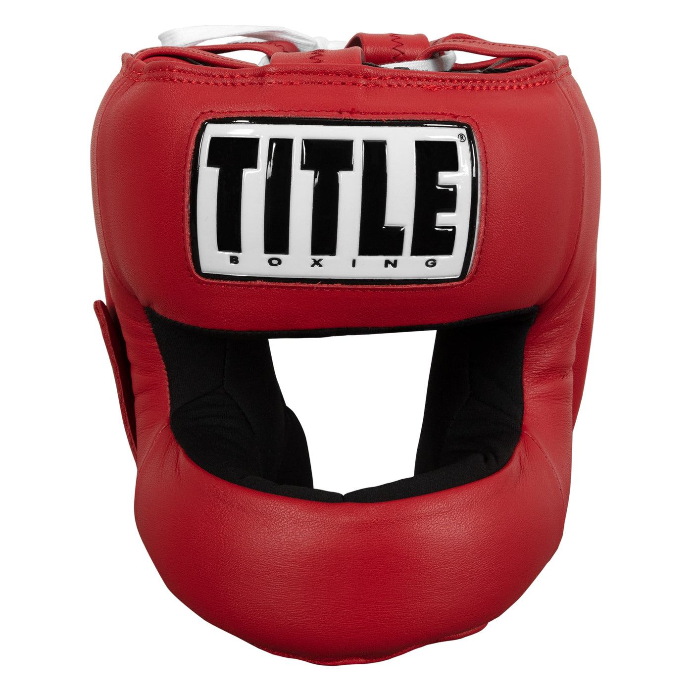 variant:Red::TITLE Boxing Face Protector Training Headgear front view