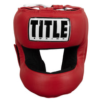 variant:Red::TITLE Boxing Face Protector Training Headgear front view