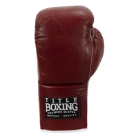 variant:maroon::TITLE Boxing Old School Leather Lace-Up Sparring Gloves front view