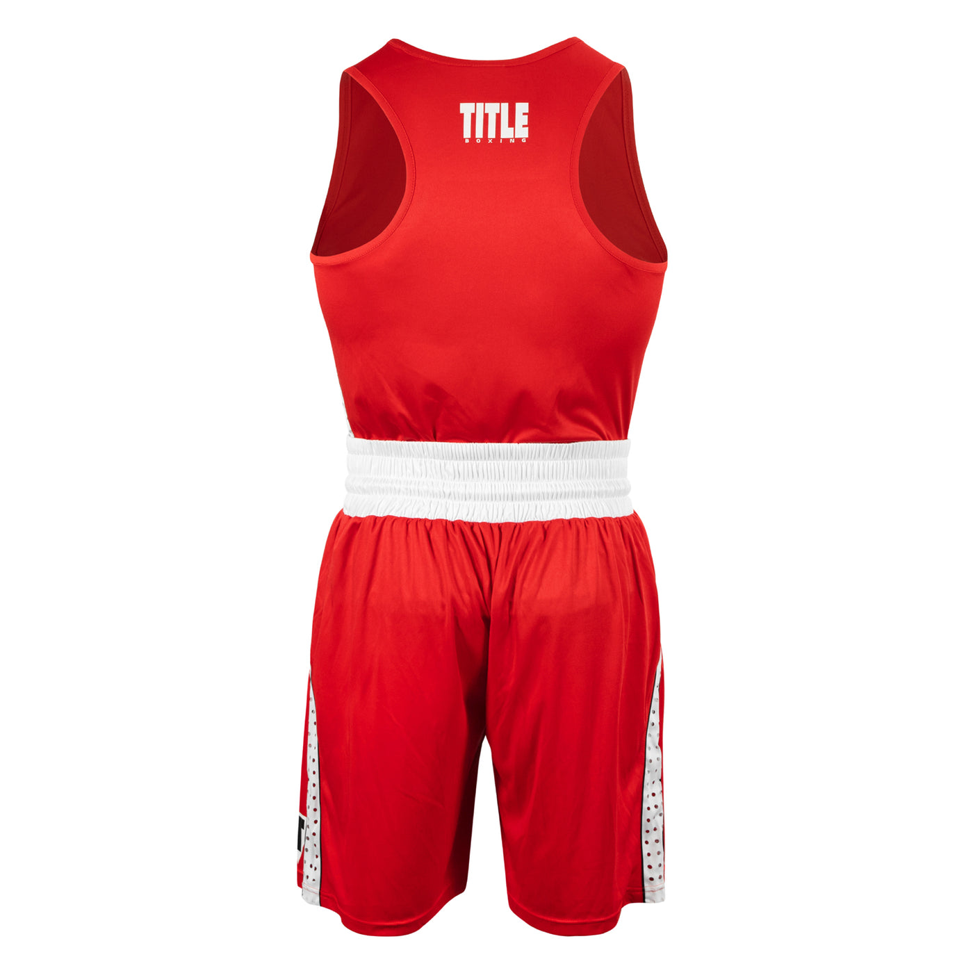 variant:red/white::TITLE Boxing Performance Aerovent Amateur Boxing Set 3.0 back view full set