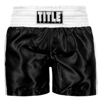 variant:black/white::TITLE Boxing Professional Traditional Cut Trunks front view