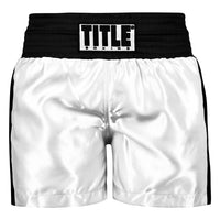 variant:white/black::TITLE Boxing Professional Traditional Cut Trunks front view