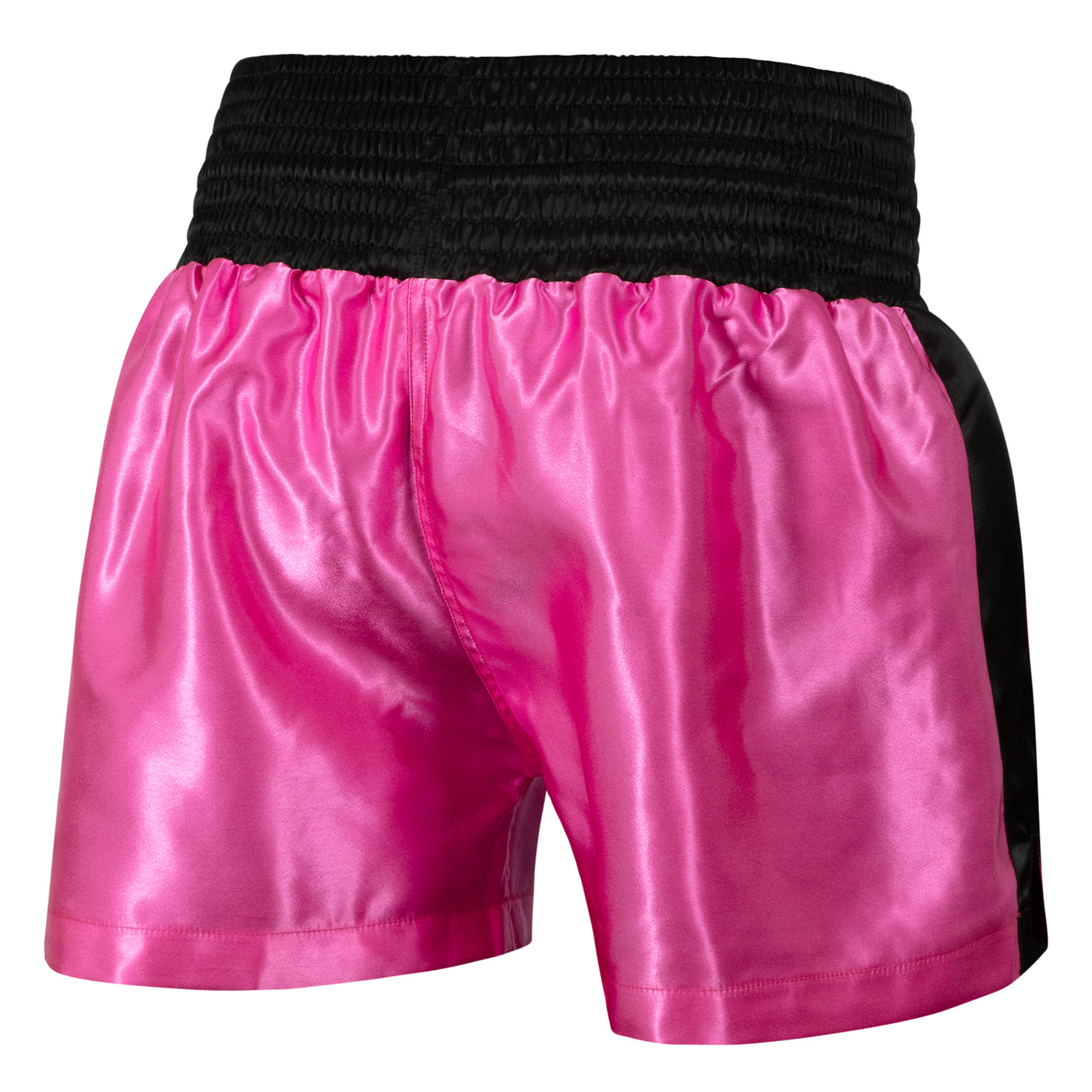 variant:pink/black::TITLE Boxing Professional Women’s Satin Striped Boxing Trunks back view