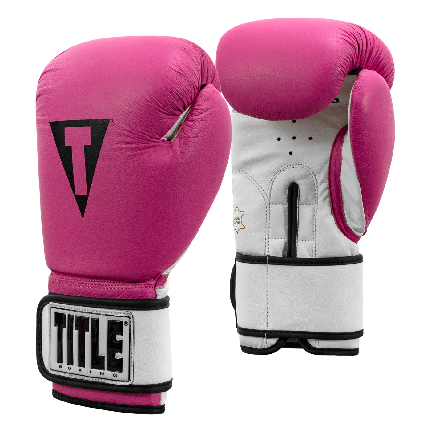 variant:Hot Pink/White::TITLE Premier Leather Super Bag Gloves 2.0 side view