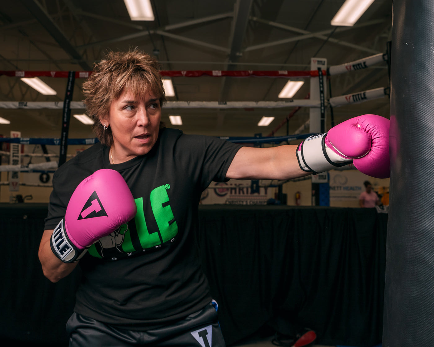 variant:Hot Pink/White::TITLE Premier Leather Super Bag Gloves 2.0 woman punching bag