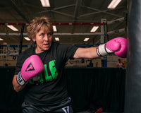 variant:Hot Pink/White::TITLE Premier Leather Super Bag Gloves 2.0 woman punching bag