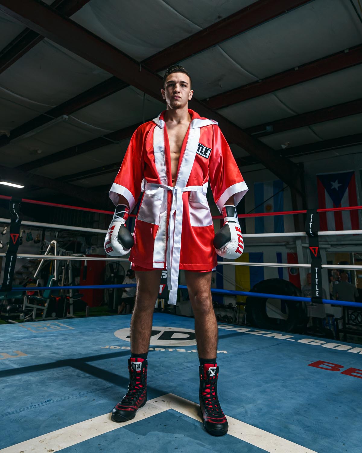 variant:red/white::TITLE Boxing Stock Fingertip Robe 2.0 guy in ring