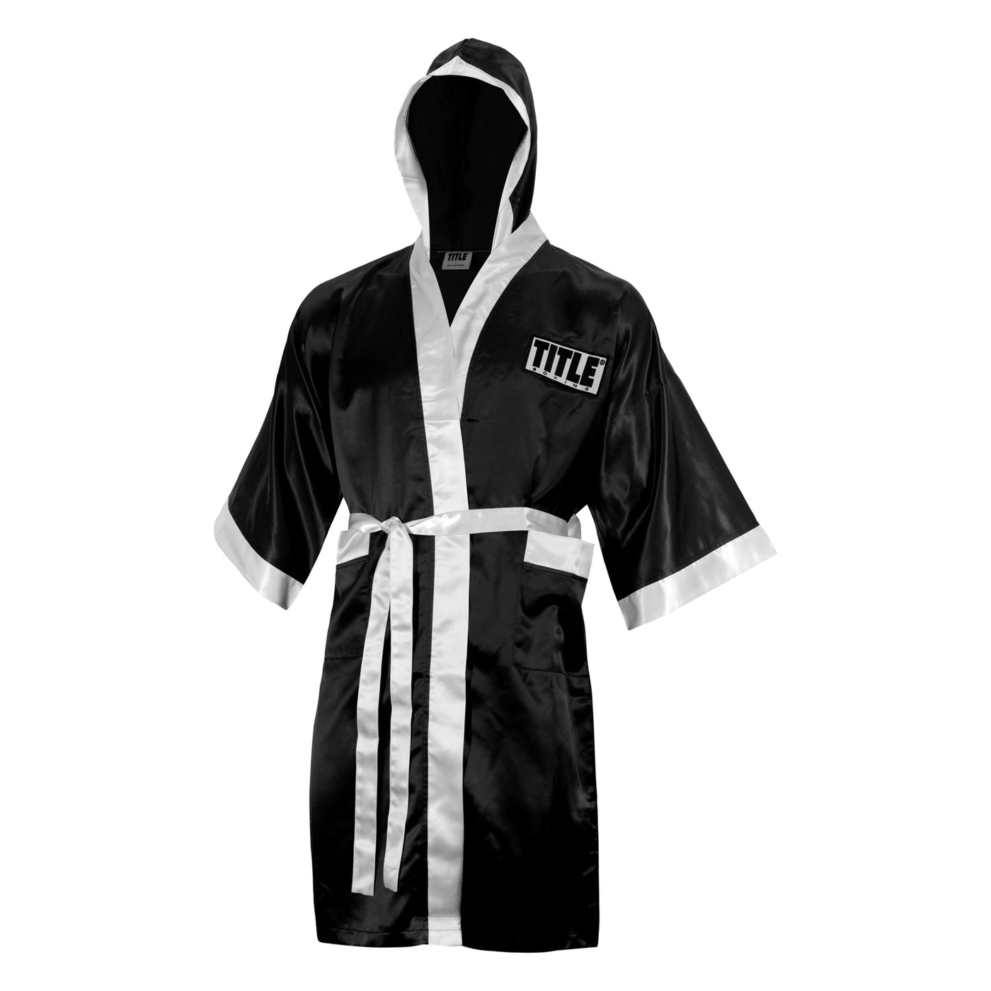 variant:black/white::TITLE Boxing Stock Full Length Robe 3.0 front view