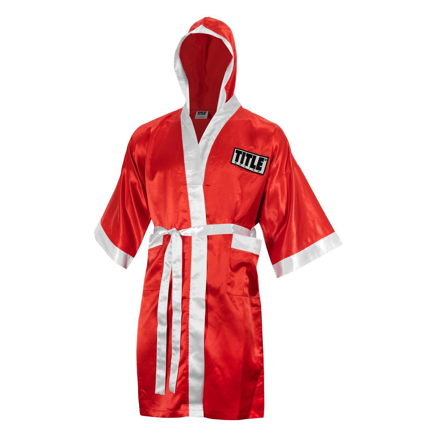 variant:red/white::TITLE Boxing Stock Full Length Robe 3.0 front view