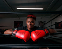 variant:Red/Black::TITLE Boxing Vegan Fitness Bag Gloves boy in ring modeling gloves