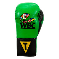 variant:Green/Black::WBC by TITLE Boxing Pro Fight Leather Gloves front  view