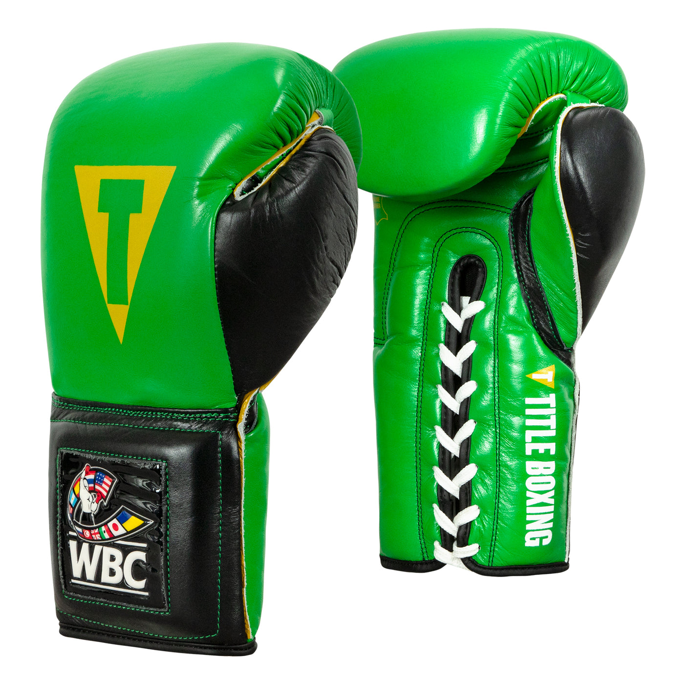 variant:Green/Black::WBC by TITLE Boxing Sparring Gloves side view
