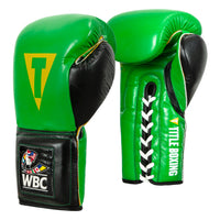 variant:Green/Black::WBC by TITLE Boxing Sparring Gloves side view