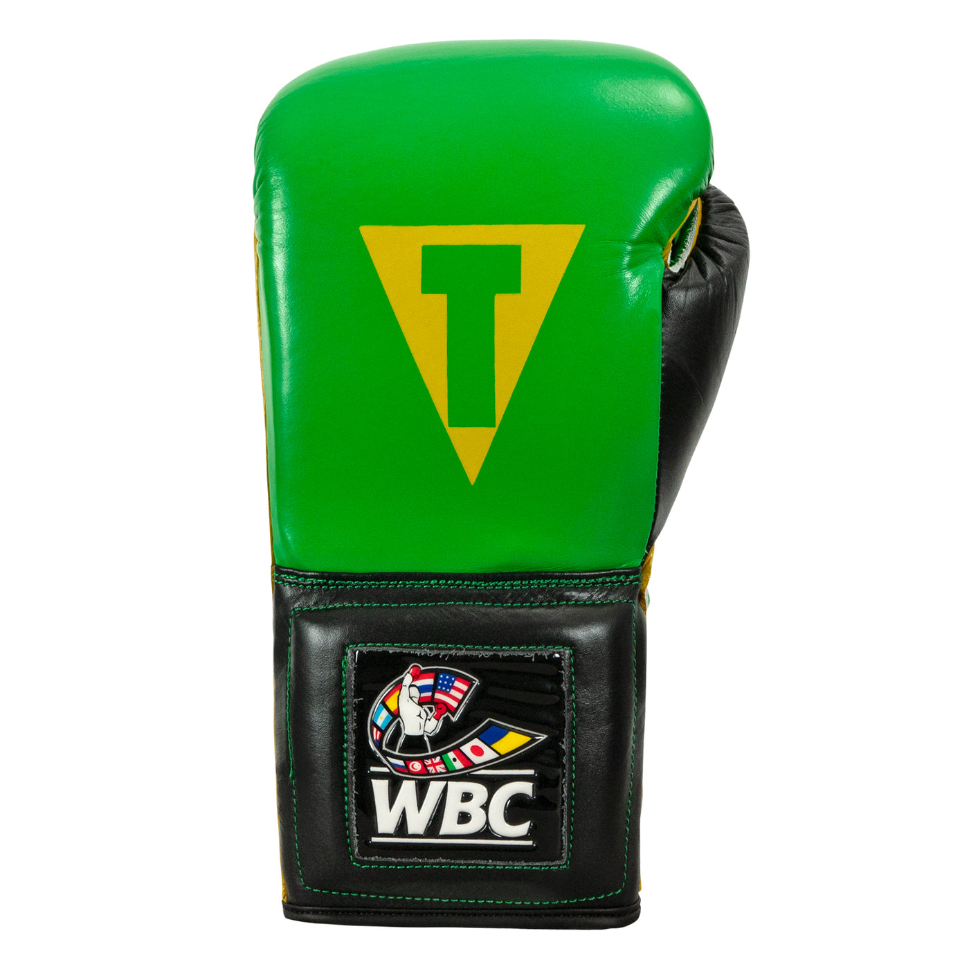 variant:Green/Black::WBC by TITLE Boxing Sparring Gloves front view