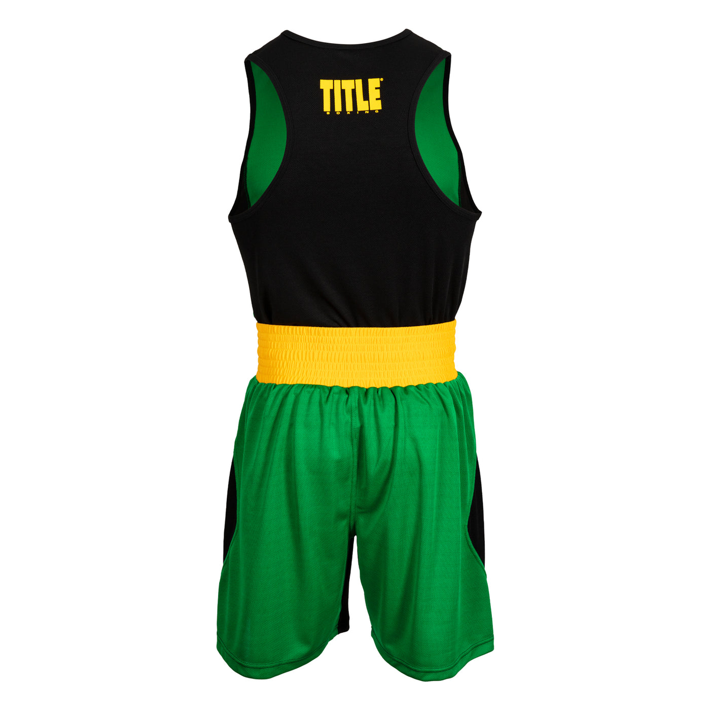 variant:black/green::WBC by TITLE Boxing Amateur Competition Outfit back view