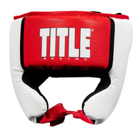 variant:red::TITLE Boxing Aerovent Elite USA Boxing Competition Headgear – With Cheeks front view