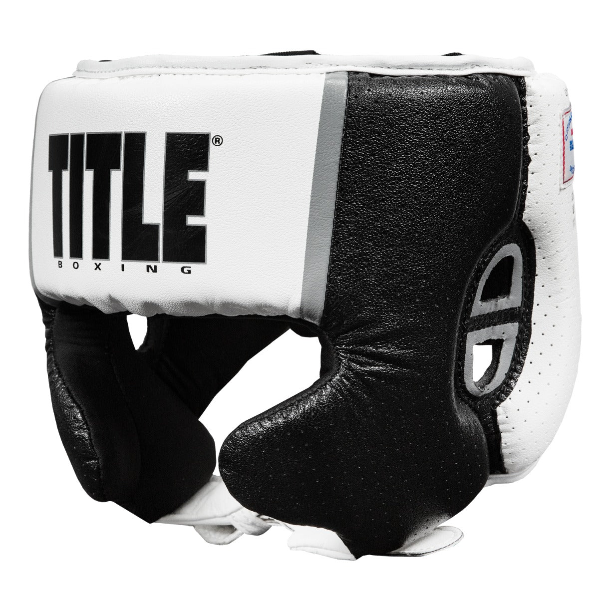 color:white::TITLE Boxing Aerovent Elite USA Boxing Competition Headgear – With Cheeks main view