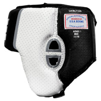 variant:black::TITLE Boxing Aerovent Elite USA Boxing Competition Headgear – Open Face side view