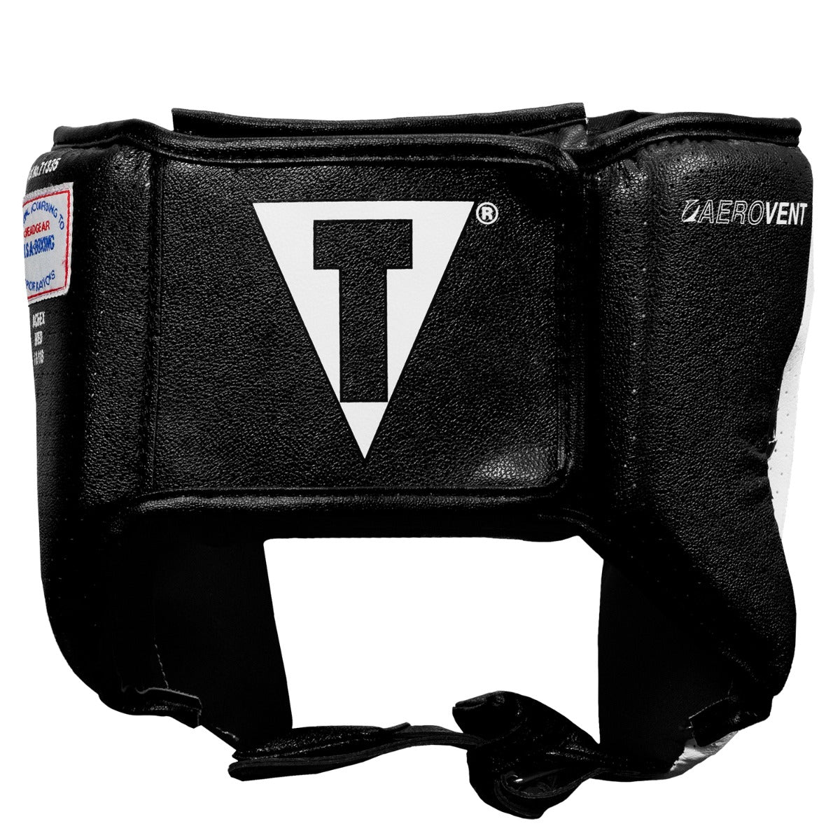 variant:black::TITLE Boxing Aerovent Elite USA Boxing Competition Headgear – Open Face back view