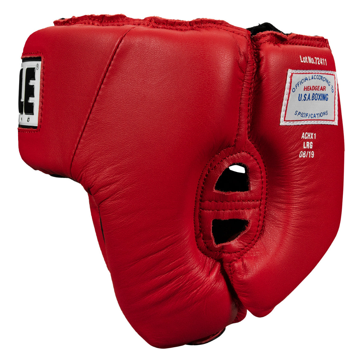 variant:red::TITLE Boxing USA Boxing Competition Headgear - Open Face side view