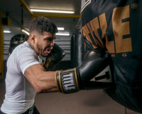 variant;black/white::TITLE Boxeo Mexican Leather Bag Gloves Quatro guy puching bag