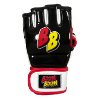 variant:Black/White/Red::BOOM BOOM Boxing Bomber Youth MMA Gloves front view