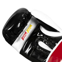 variant:Black/White/Red::BOOM BOOM Boxing Silencer Youth Bag Gloves palm view