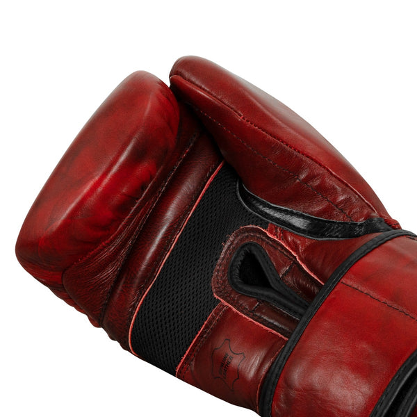 TITLE Boxing Blood Red Leather Bag Boxing Gloves