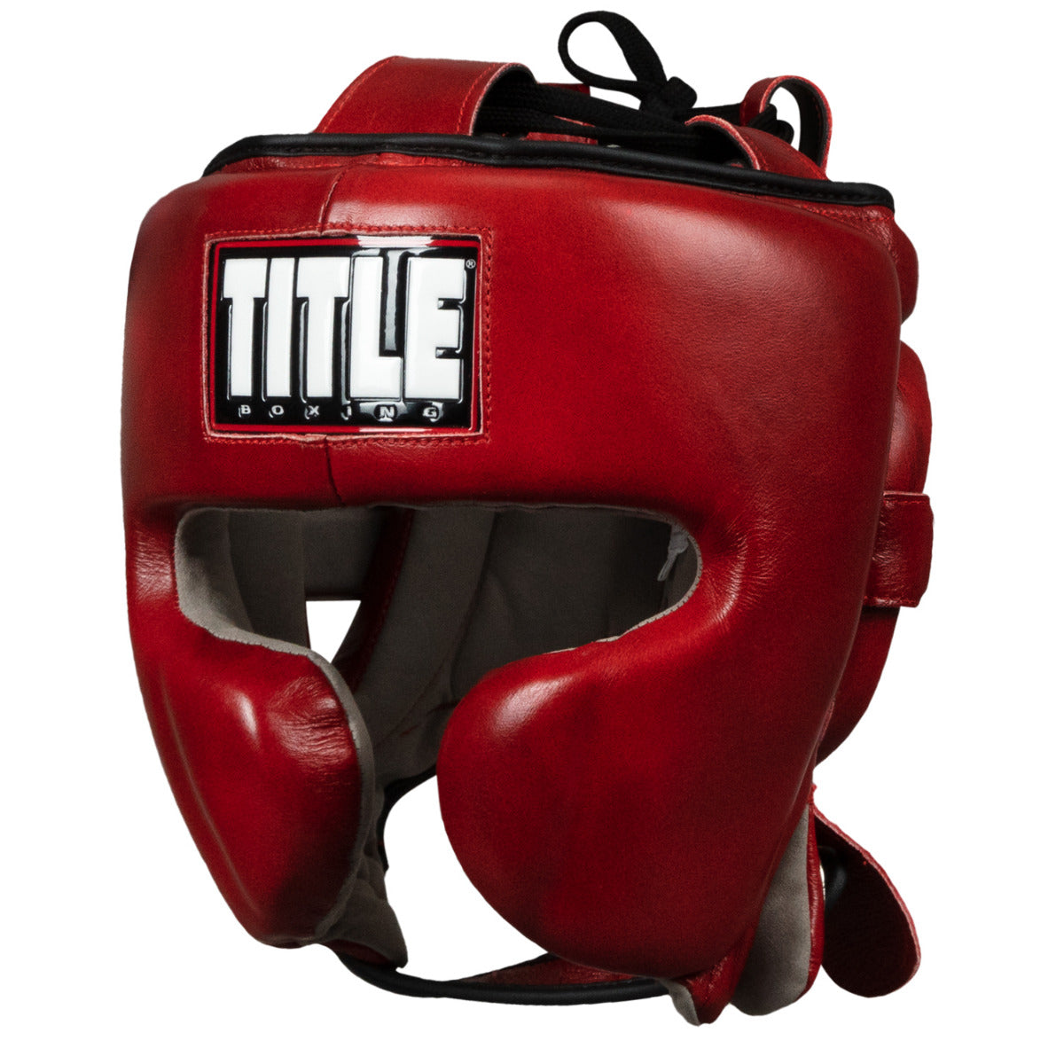 variant:lifestyle::TITLE Boxing Blood Red Leather Sparring Headgear main view