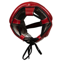 variant:lifestyle::TITLE Boxing Blood Red Leather Sparring Headgear top view