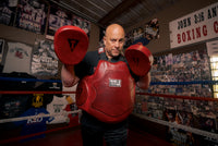 variant:lifestyle::TITLE Boxing Blood Red Leather Body Protector mitts up
