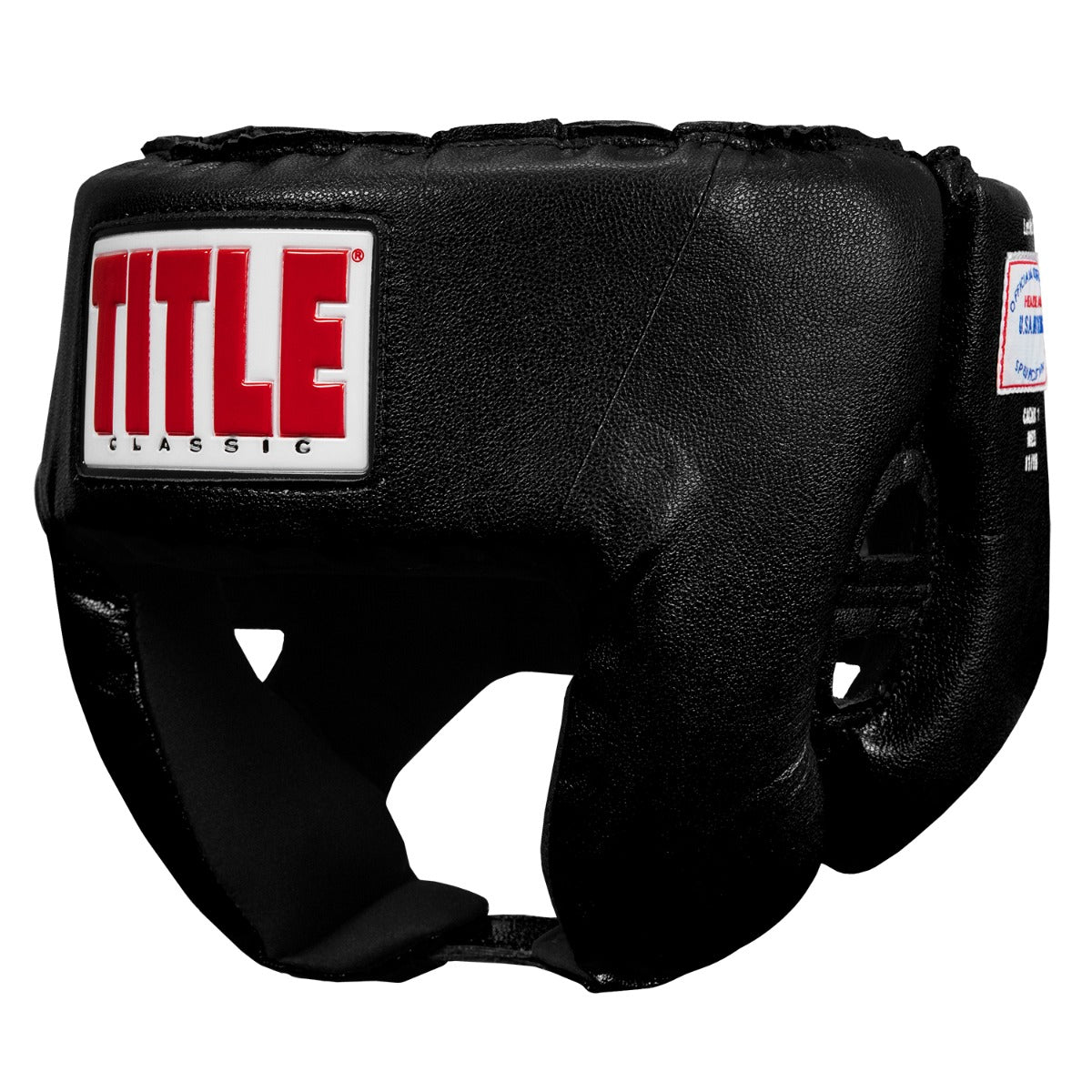 color:black::TITLE Classic USA Boxing Competition Headgear – Open Face main view