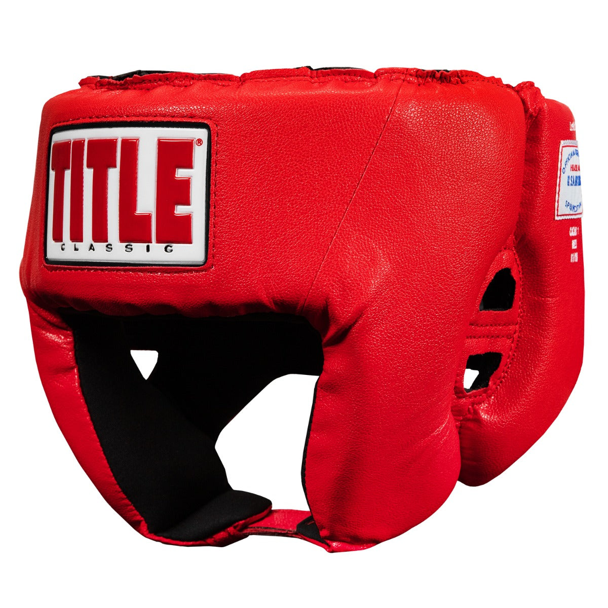 color:red::TITLE Classic USA Boxing Competition Headgear-Open Face main view