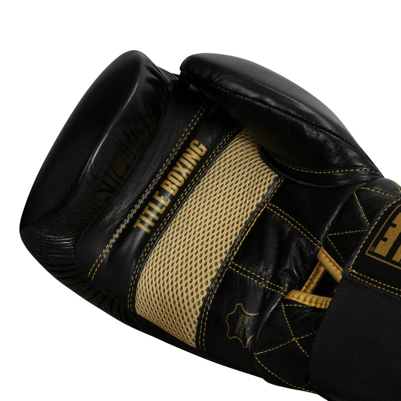  TITLE Boxing Supreme Leather Bag Gloves, Maroon/Gold