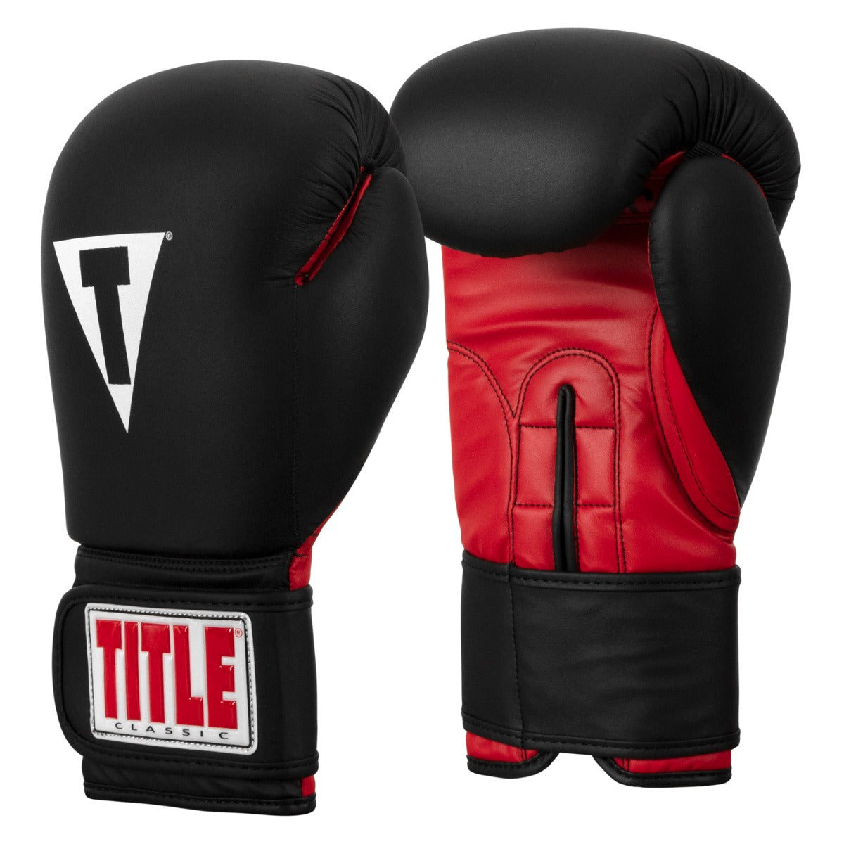 variant:black/red::TITLE Classic Fitness Boxing Gloves side veiw