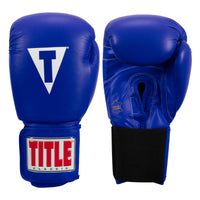 color:blue::TITLE Classic Leather Elastic Training Gloves side view