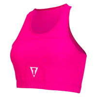 variant:pink::TITLE Boxing Pro Compression Ascent Sports Bra front bottom Title 