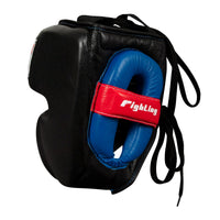 variant:black::Fighting Leather Sparring Headgear side view view