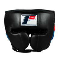 variant:black::Fighting Leather Sparring Headgear front view