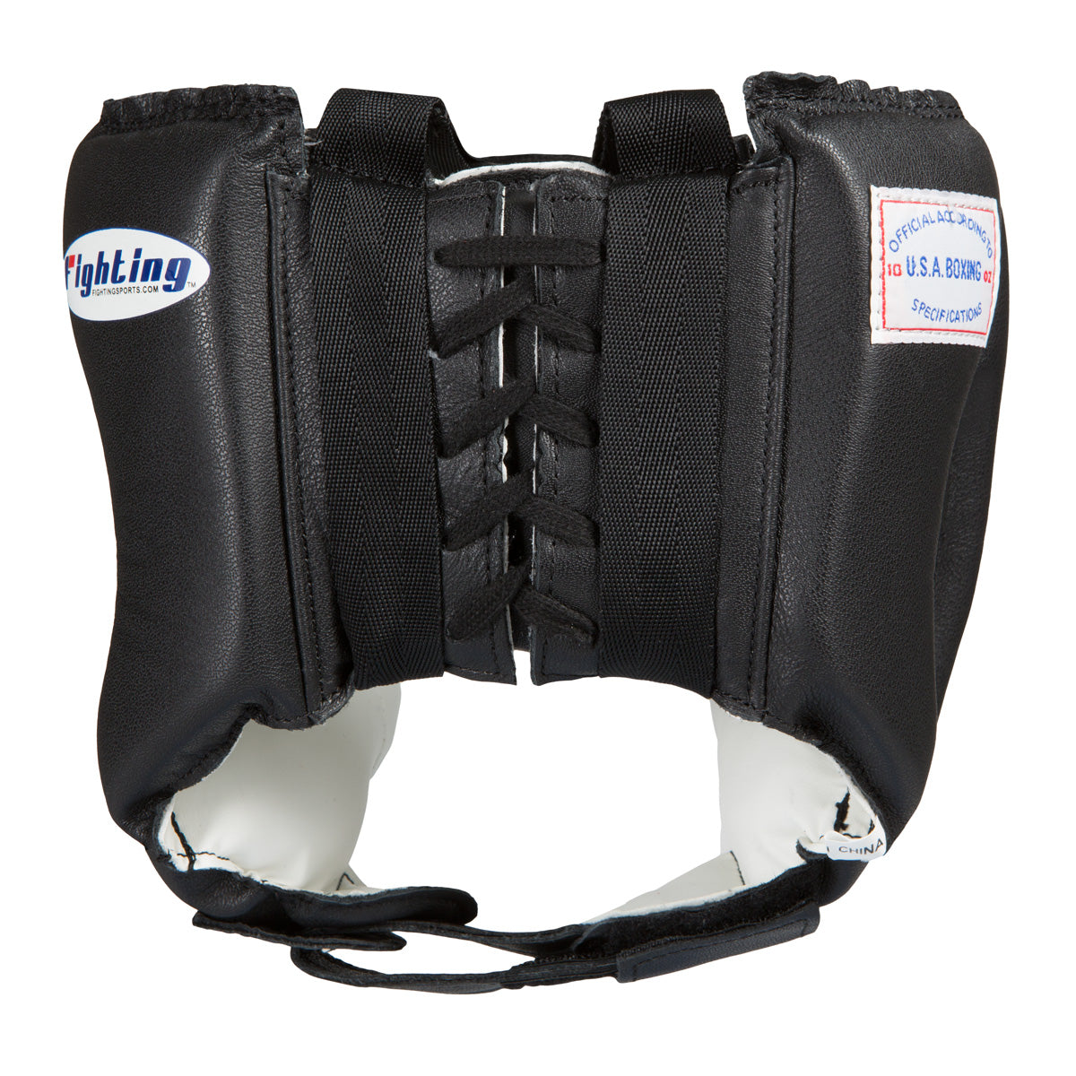 variant:Black::Fighting USA Boxing Competition Headgear with Cheeks back view