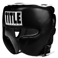 color:Black::TITLE Boxing Leather Sparring Headgear
