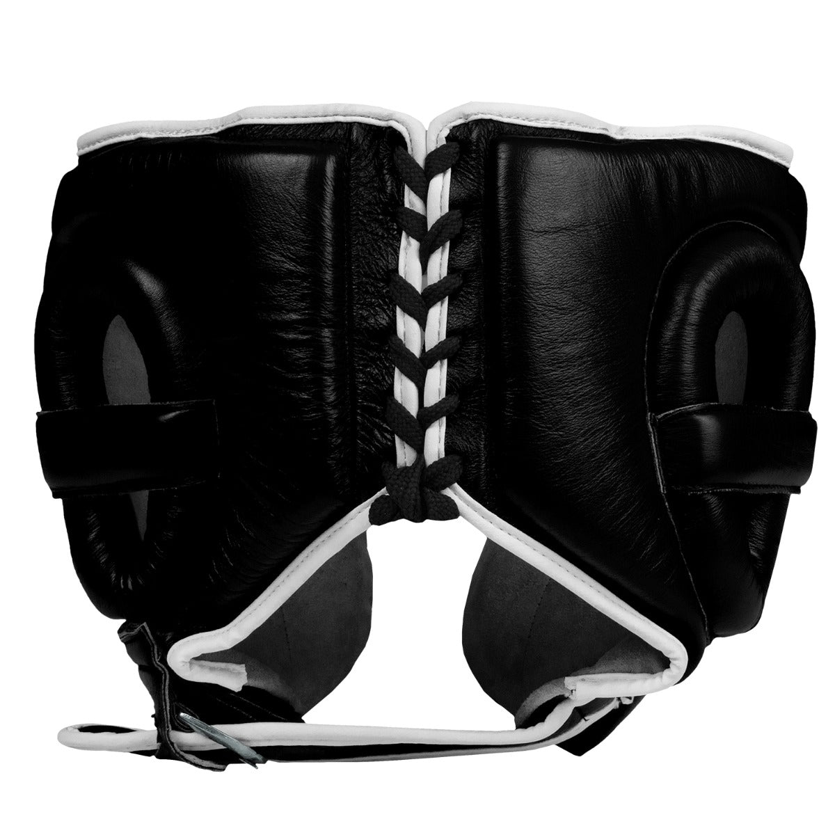variant:Black::TITLE Boxing Leather Sparring Headgear back view