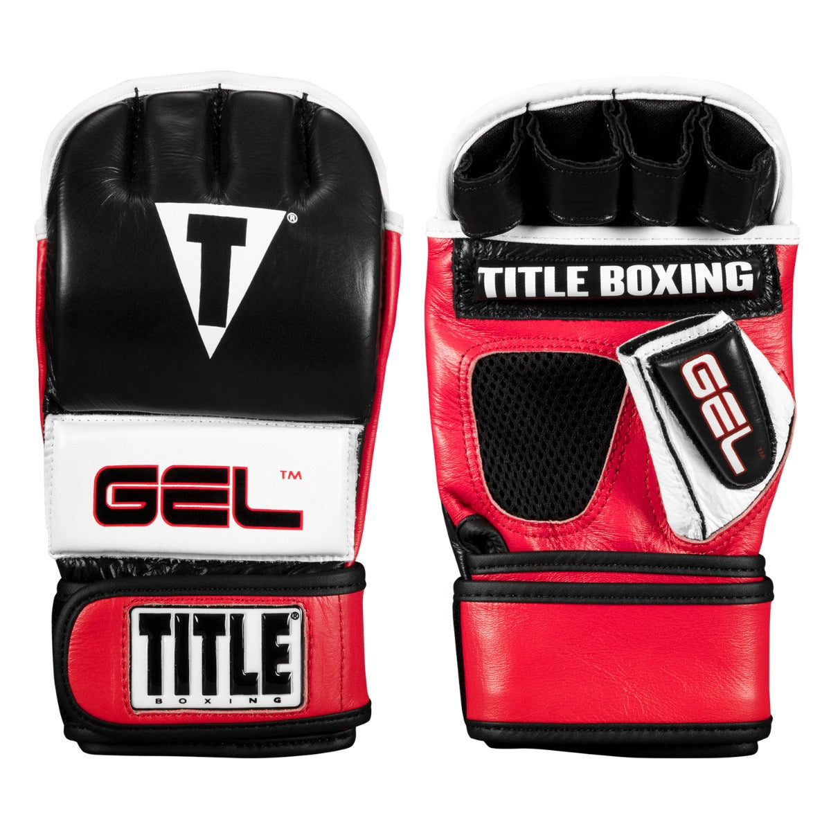 color:Black/White/Red::TITLE Boxing Gel Incensed Wristband Heavy Bag Gloves main view