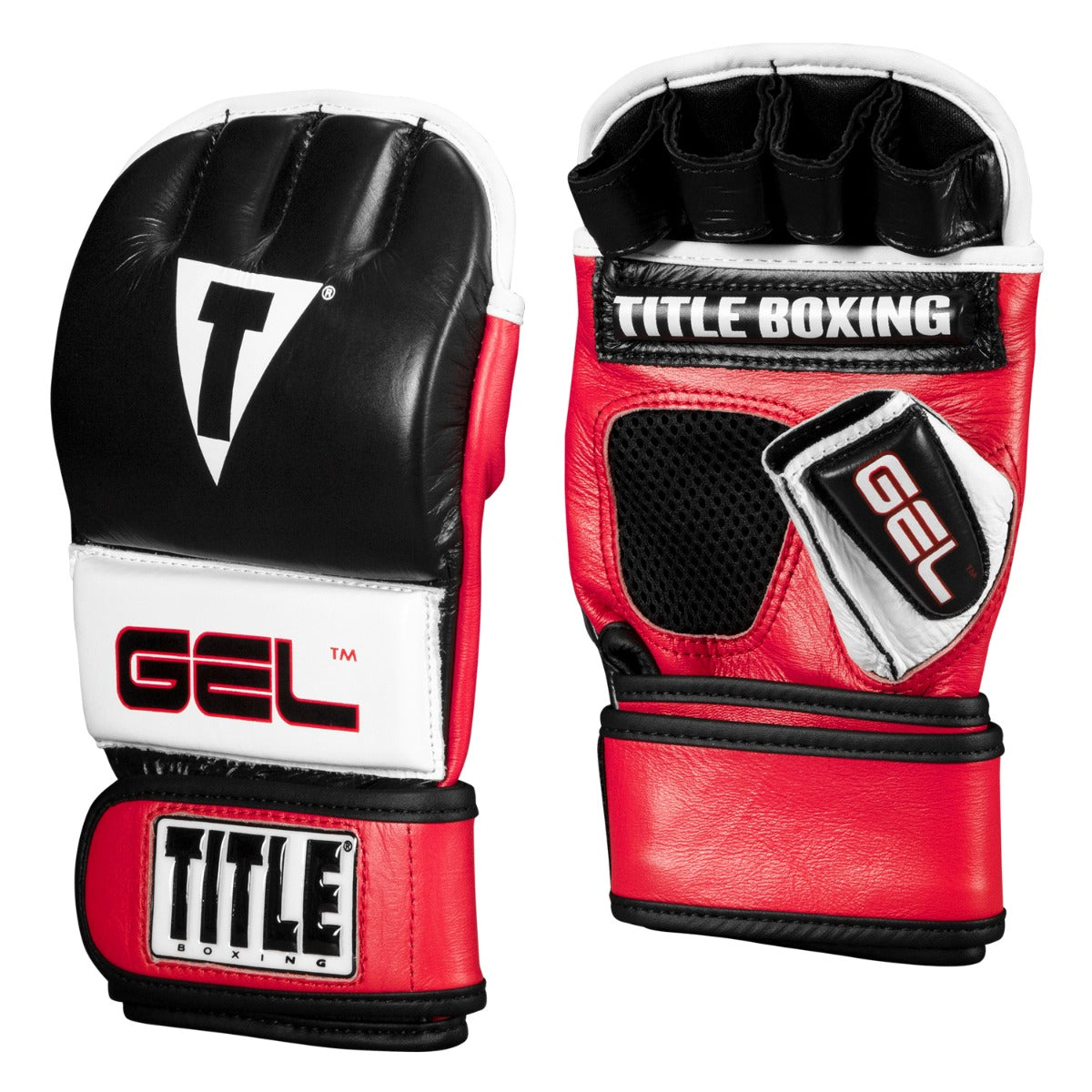 variant:Black/White/Red::TITLE Boxing Gel Incensed Wristband Heavy Bag Gloves second view