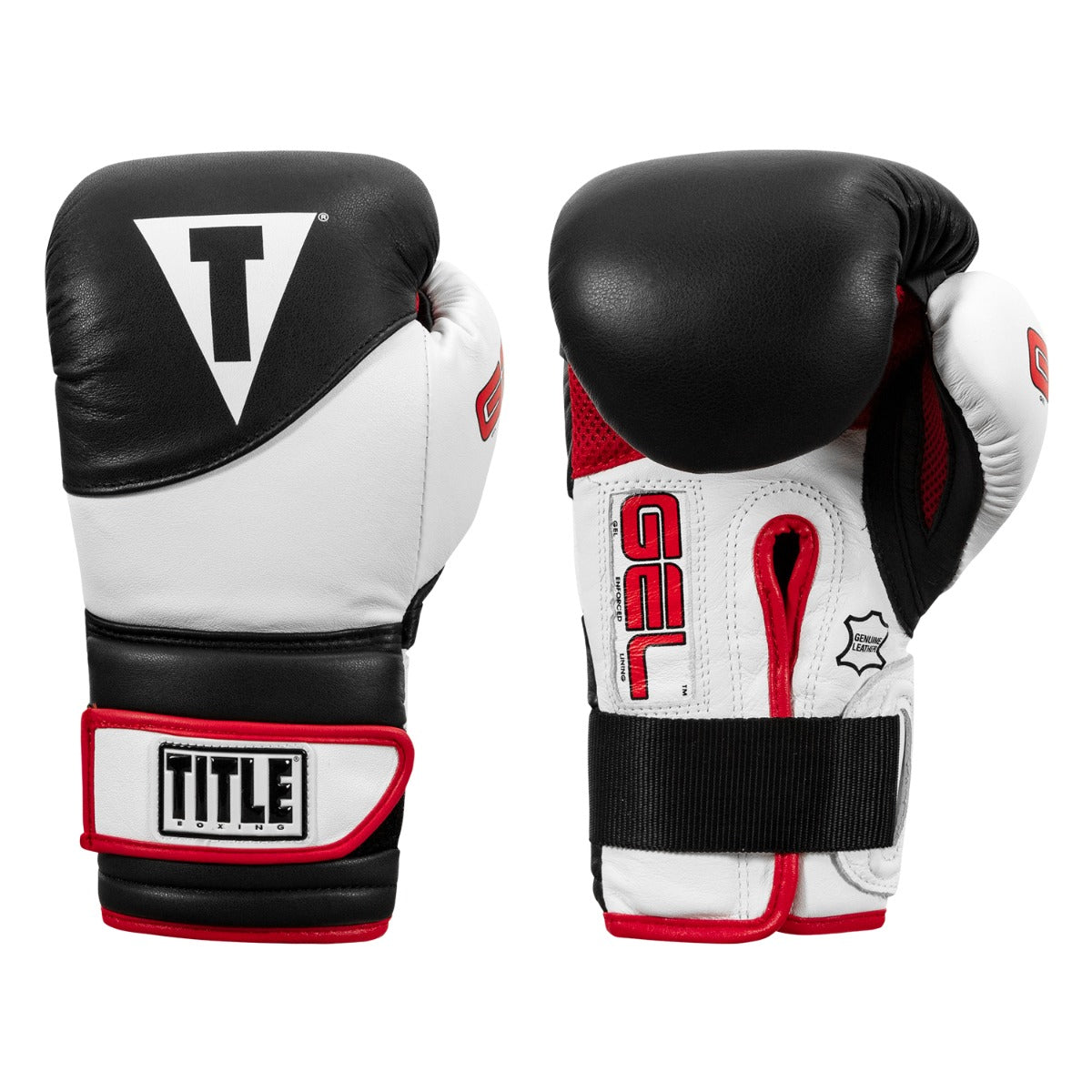 color:Black/White::TITLE Boxing Gel Suspense Training Gloves main view